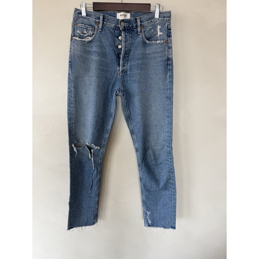 Agolde Jamie High Rise Taper Straight Leg Women’s Jeans Blue 27 Hole